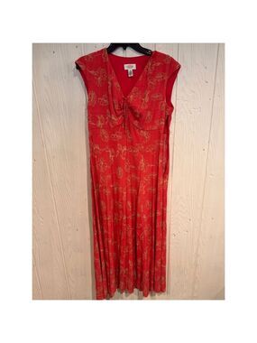 Talbots Red Floral Sleeveless Maxi Dress Size 8 Medium